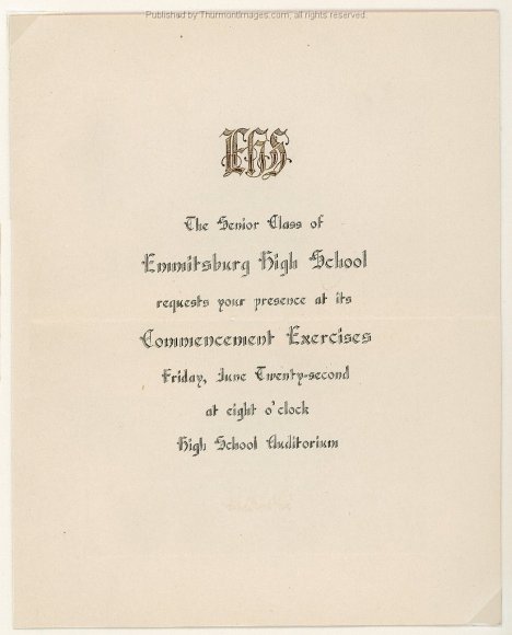 Emmitsburg High School 1923 Graduation Invitation JAK 002