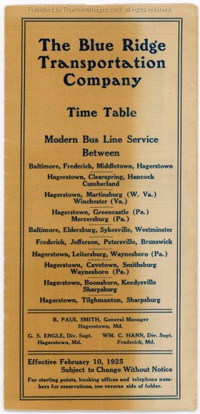 TBRTC Time Table 1925 JAK 001A