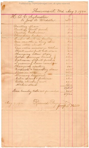 1920-08-07 Weddle Additional Invoice HACS 001A JAK