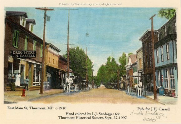 East Main Street Sandagger Tinted Postcard Scene JAK 001