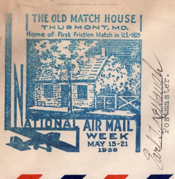 Match House Air Mail Cover 1938-05-21 JAK 001B