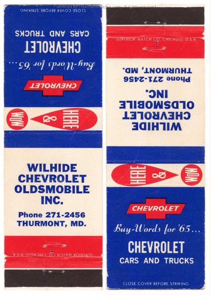 Wilhide Chevrolet 1965 Matchbook JAK 001A