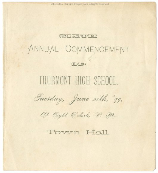 Thurmont High School 1899 Commencement 001A JAK