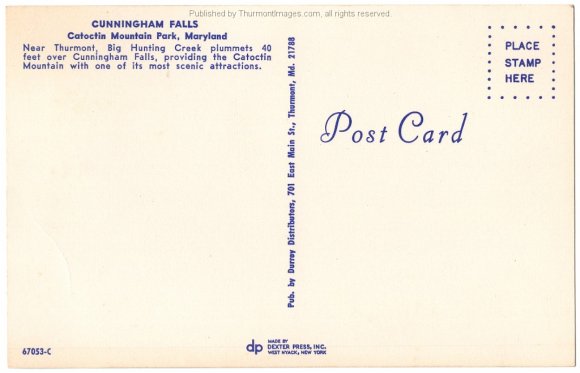 Cunningham Falls Durrick Postcard JAK 001B